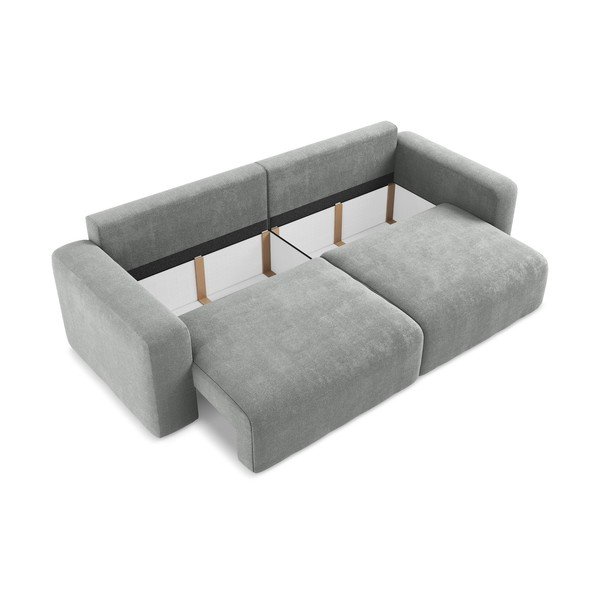 Canapea gri extensibilă/cu spațiu de depozitare cu tapițerie din chenille 252 cm Kona – Makamii-image-4