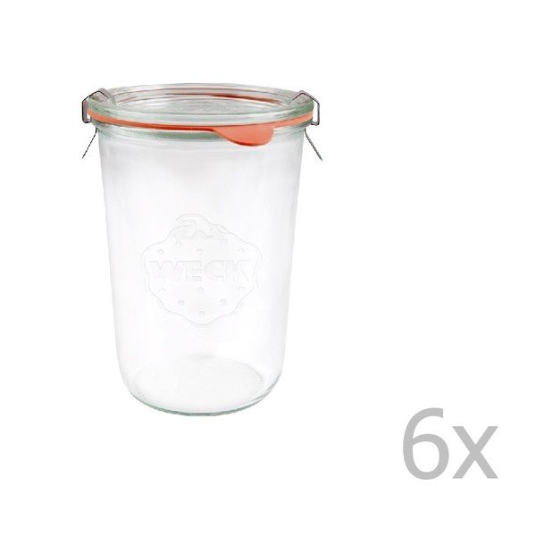 Set 6 borcane cu capac ermetic Weck Sturz, 850 ml