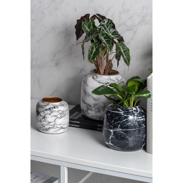 Vază din fier PT LIVING Marble, înălțime 12,5 cm, alb-negru-image-3