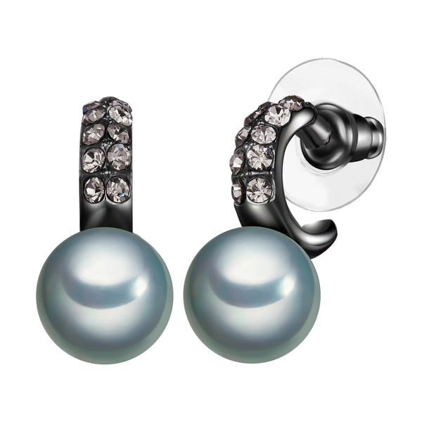 Cercei cu perle negru antracit Perldesse Aso, ⌀ 10 mm