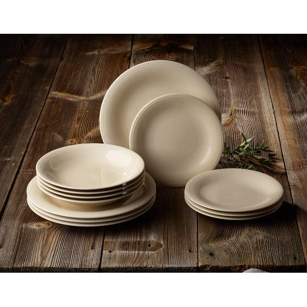 Set farfurii din porțelan 12 piese Villeroy & Boch Like Color Loop, bej-image-1