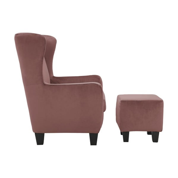 Fotoliu roz wing cu tapițerie din catifea Zhili - Støraa-image-2