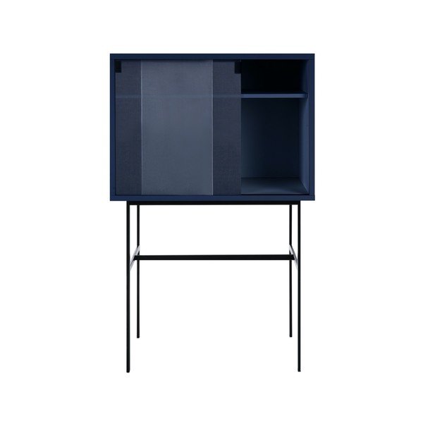 Vitrină albastru-închis cu ușă glisantă 70x109x40 cm Lekko – noo.ma-image-2