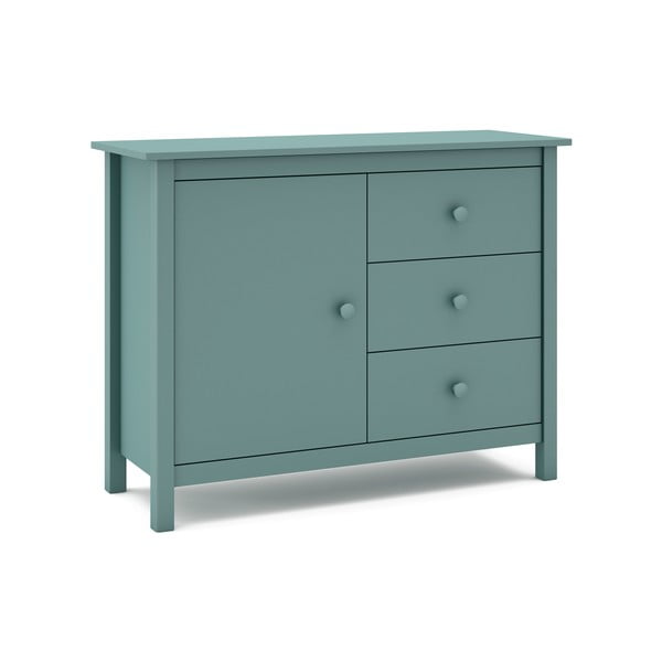 Comodă pentru copii în culoarea petrolului joasă din lemn de pin 90x80 cm Max – Marckeric-image-3