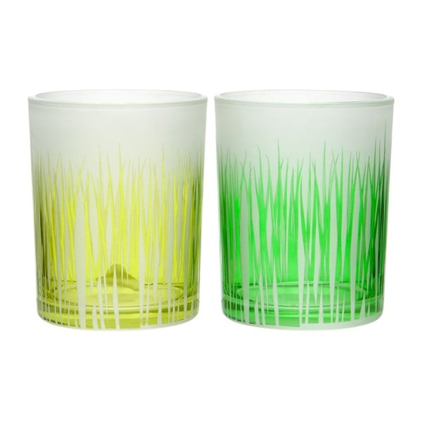 Set 2 sfeșnice Grass Glass, 10 x 13 cm