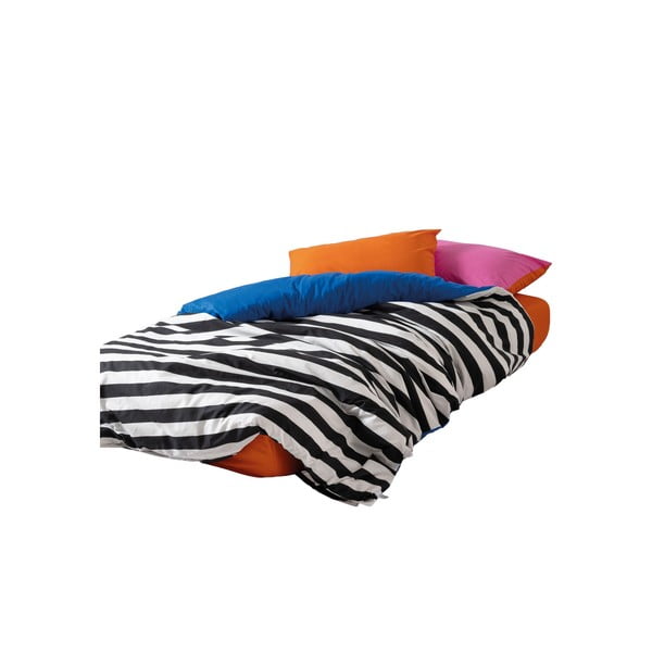 Lenjerie de pat alb-negru din bumbac ranforcé pentru pat dublu, extinsă cu cearceaf inclus, cu 4 piese 200x220 cm Dusk – Mijolnir