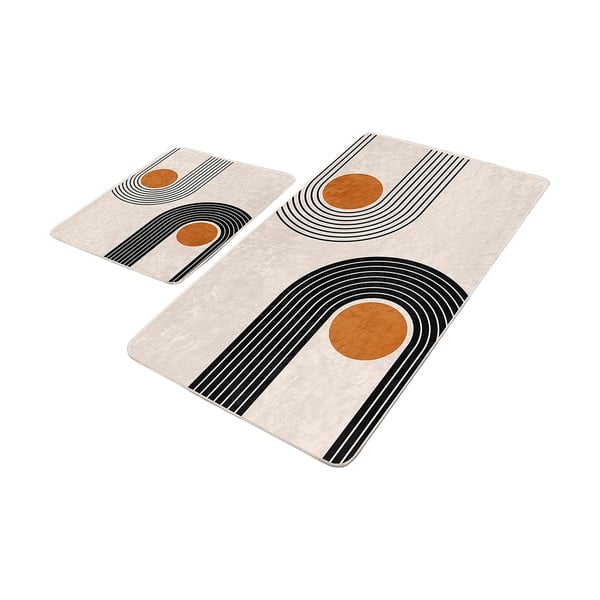 Covorașe de baie bej 2 buc. din catifea 60x100 cm Dot Arch – Mila Home