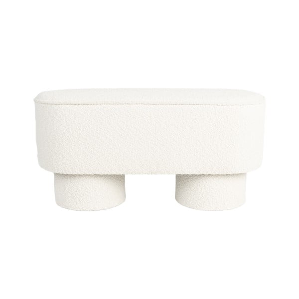 Bancă albă cu tapițerie din țesătură bouclé Marcos – White Label