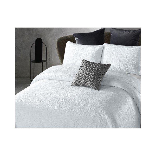 Cuvertură din micropercal cu 2 fețe de pernă Dreamhouse Velvet Clara, 250 x 260 cm, alb-image-1