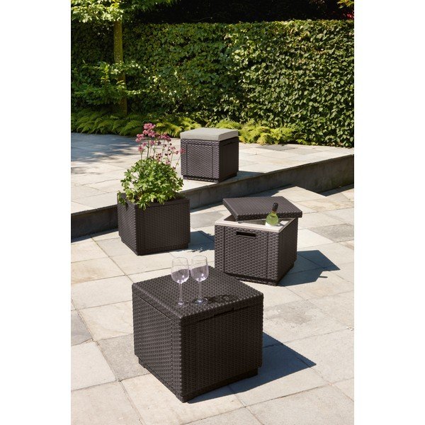 Taburet de grădină gri închis Cube – Keter-image-1