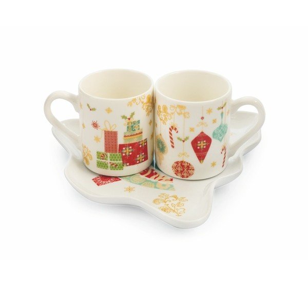 Set 2 căni și o tavă Villa d'Este Sweetxmas Tazzine Caffe Scatol