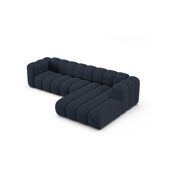 Colțar albastru închis cu tapițerie din chenille (cu colț pe partea dreaptă/cu șezlong) Lupine – Micadoni -image-2