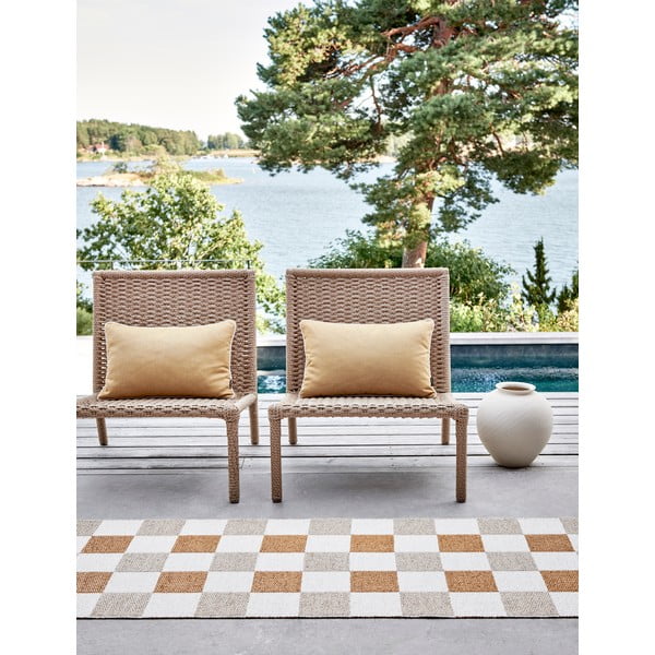 Covor tip traversă pentru interior și exterior galben ocru/bej 70x240 cm Pix Vanilla Ochre – Pappelina-image-3