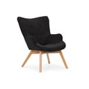 Fotoliu negru cu tapițerie din catifea reiată Niko – Ropez