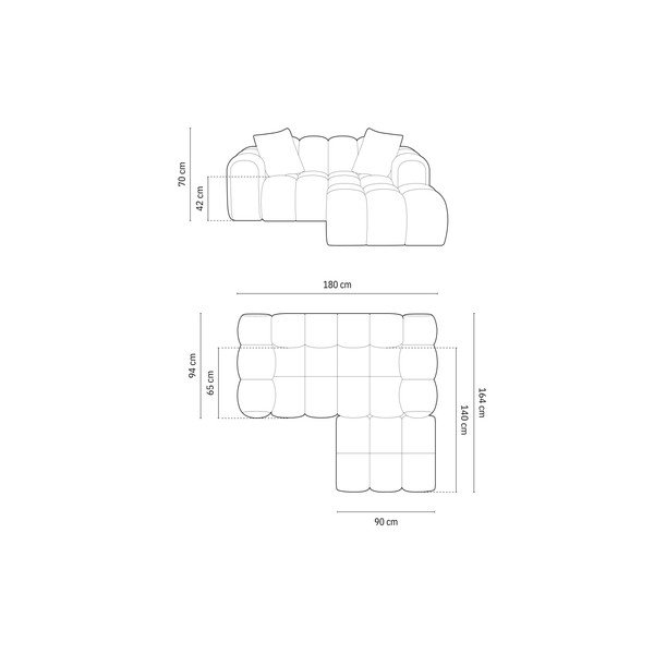 Colțar maro deschis cu tapițerie din chenille (cu colț pe partea dreaptă/cu șezlong) Treno – Cosmopolitan Design-image-4