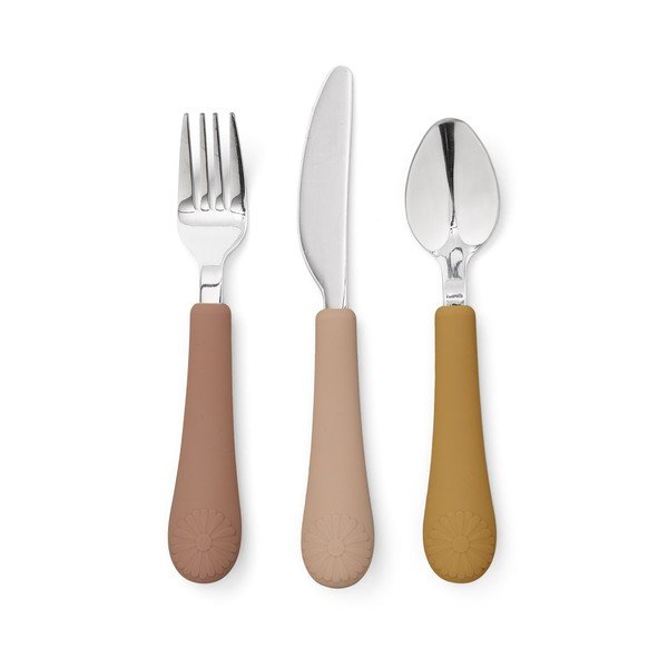 Tacâmuri pentru copii, galben ocru/teracotă din silicon 3 buc. Tuscany Mix – Cam Cam Copenhagen