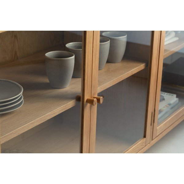 Vitrină în culoare naturală cu aspect de lemn de stejar 180x80x40 cm Ceci – MOME-image-2