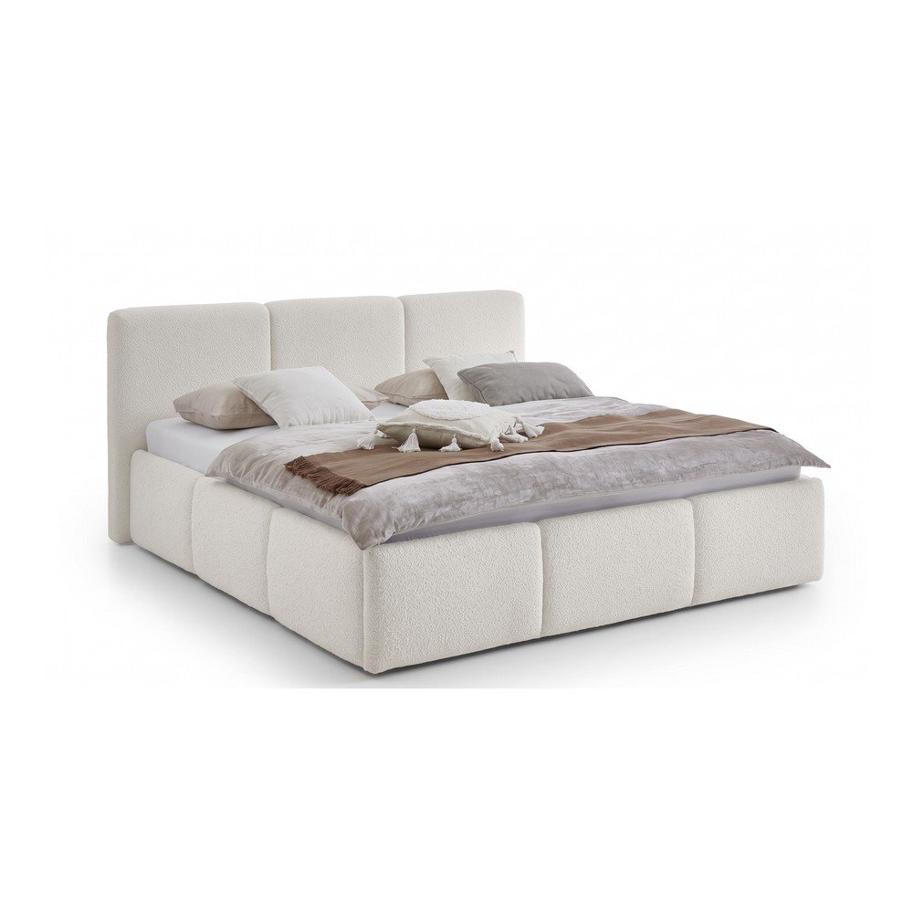 Pat matrimonial fildes tapitat cu spatiu de depozitare cu somiera 200x240 cm Merida – Meise Möbel