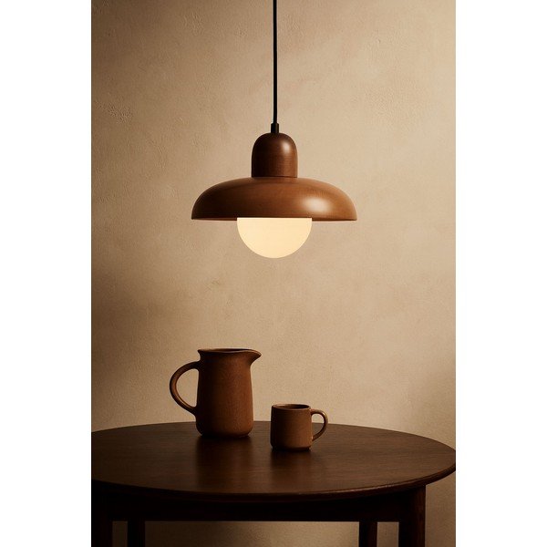Lustră maro cu abajur din lemn ø 25 cm Elsa – Opviq lights-image-1