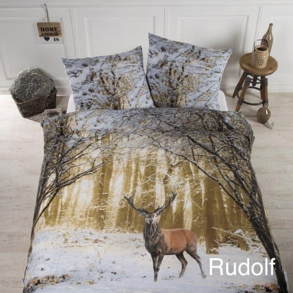 Lenjerie din bumbac pentru pat dublu Ekkelboom Rudolf, 200 x 200 cm