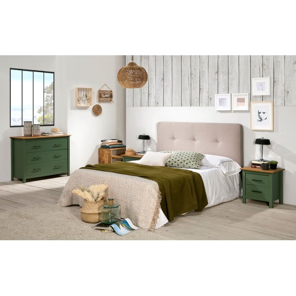 Comodă verde/în culoare naturală joasă din lemn masiv de pin 100x80 cm Miranda – Marckeric-image-1