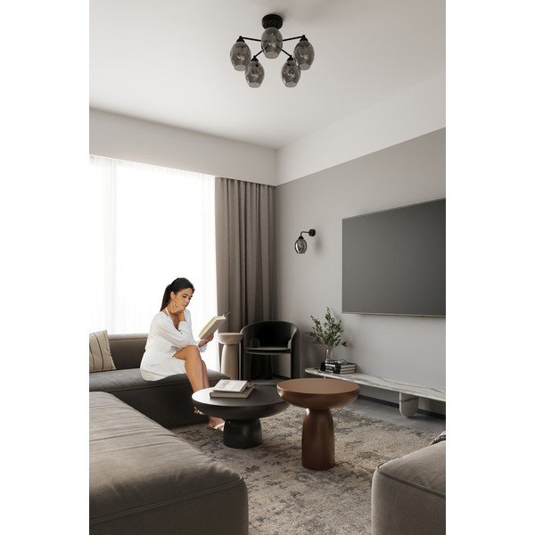 Plafonieră neagră cu abajur din sticlă 59x59 cm Garten – Sollux-image-3