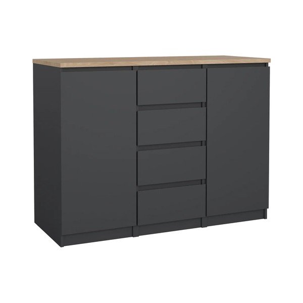 Comodă gri închis 121x91x50 cm Naia – Tvilum