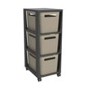 Etajeră pe roți neagră/bej din plastic 30x77 cm Brisen - Rotho