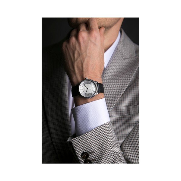 Ceas bărbătesc cu curea din piele naturală Walter Bach Marrio, negru-image-3