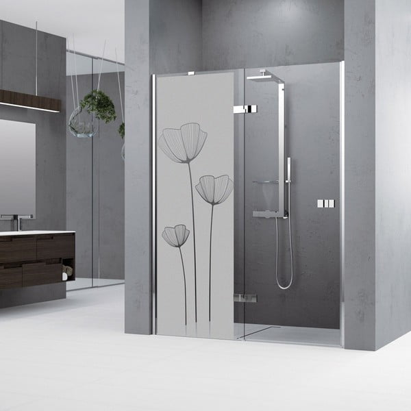 Autocolant pentru cabina de duș Ambiance Poppy Flowers-image-2