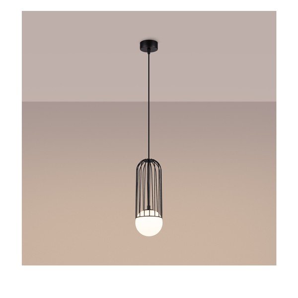 Lustră albă/neagră cu abajur din sticlă Belinda – Sollux-image-4