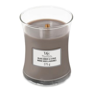 Lumânare parfumată WoodWick Black Amber & Citrus, timp de ardere 55 h