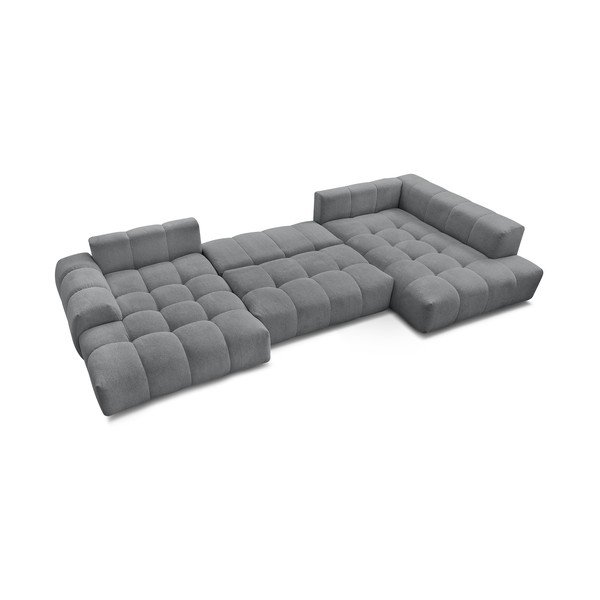 Colțar gri închis extensibil/cu spațiu de depozitare cu tapițerie din chenille (cu colț pe partea dreaptă/în formă de "U") Everest – Bobochic Paris-image-4