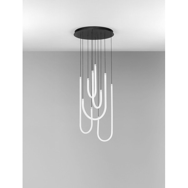 Lustră albă/negru-mat LED cu intensitate reglabilă din oțel cu abajur din sticlă acrilică ø 50 cm Topaz – Nova Luce-image-4