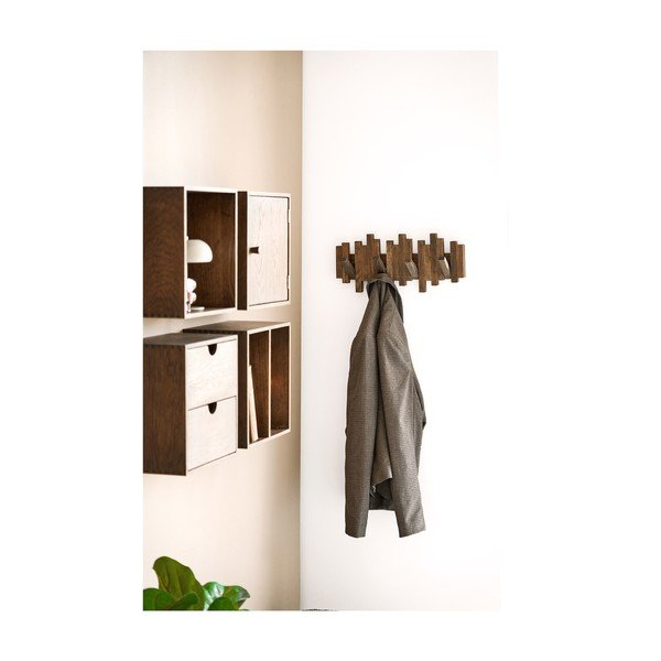 Cuier de perete maro închis din lemn de stejar 40 cm Caltra – House Nordic-image-1