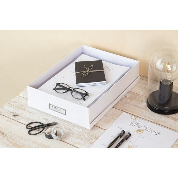 Cutie de depozitare cu etichetă pentru documente Bigso Box of Sweden Oskar, format A4, alb-image-2