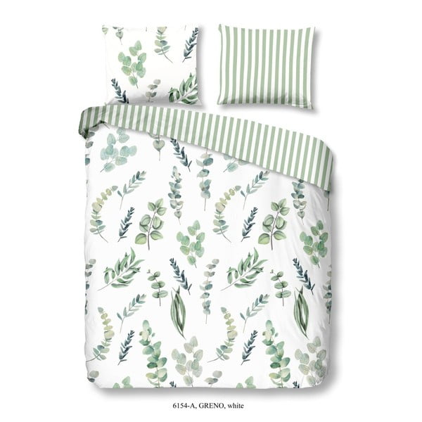 Lenjerie de pat din bumbac Good Morning Greno, 200 x 200 cm, verde-alb