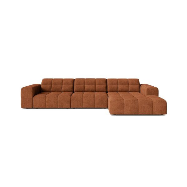 Colțar teracotă cu tapițerie din chenille (cu colț pe partea dreaptă/cu șezlong) Chicago – Cosmopolitan Design