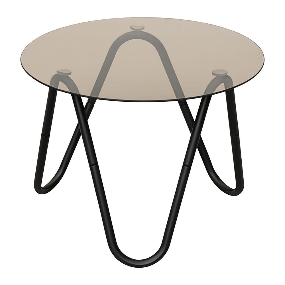 Măsuță auxiliară rotundă cu blat din sticlă ø 50 cm Ventana Round – Leitmotiv