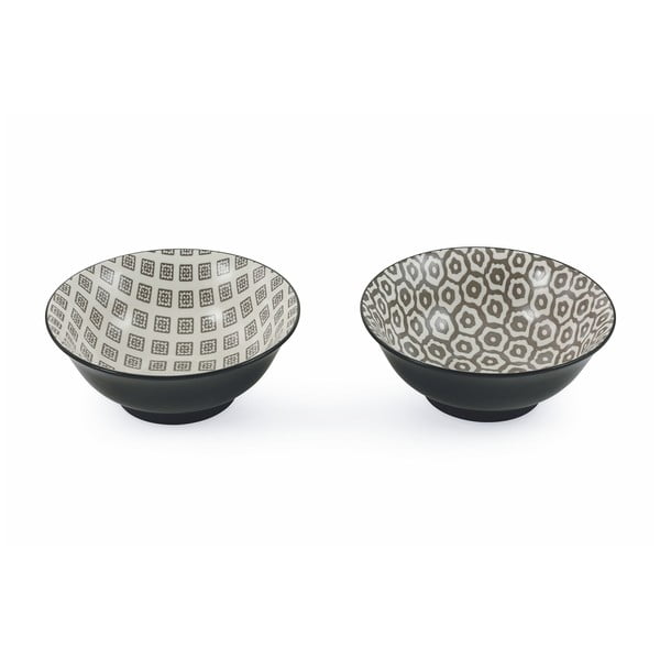 Set 2 boluri din ceramică pentru salată Villa d´Este Confusion Square, negru-alb