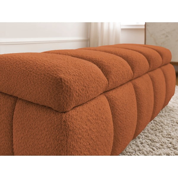 Bancă portocalie cu tapițerie din țesătură bouclé – Bobochic Paris-image-1