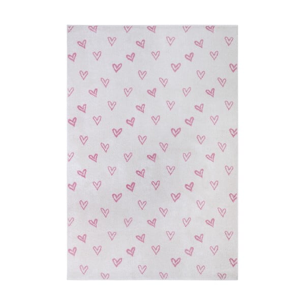Covor pentru copii alb-roz 120x170 cm Hearts – Hanse Home