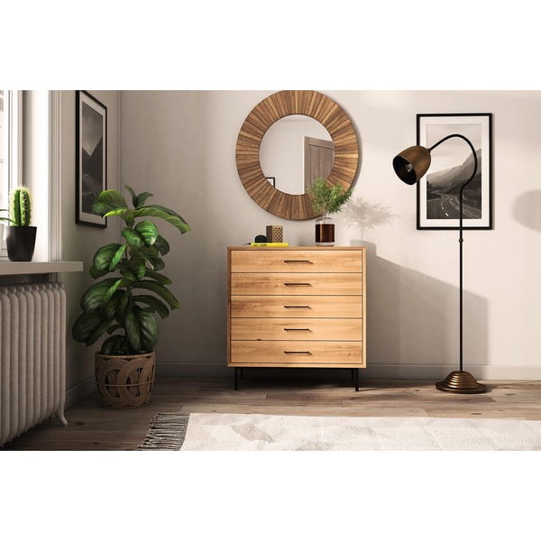 Comodă înaltă din lemn de stejar 97x95 cm Abies – The Beds-image-4