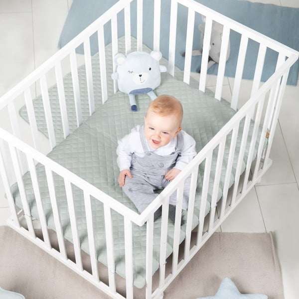 Țarc pentru copii alb cu roți 100x75 cm Style – Roba-image-3