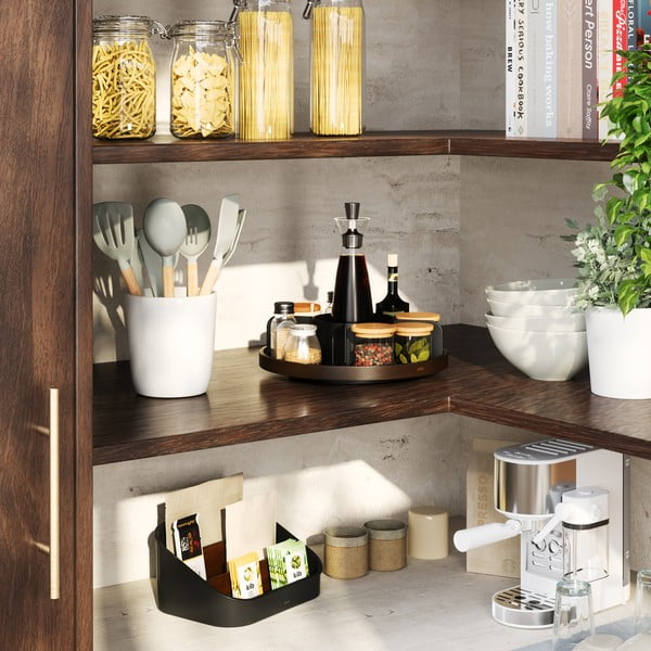 Organizator de baie negru pentru cosmetice/rotativ din lemn Bellwood – Umbra-image-4