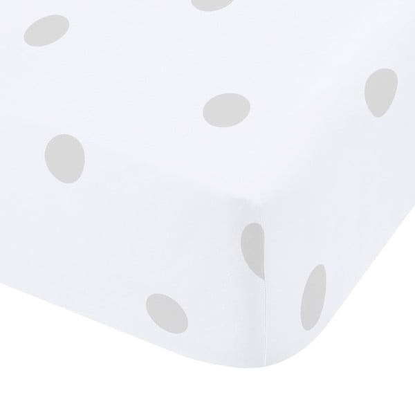 Cearceaf alb-gri din flanelă cu elastic 150x200 cm Polka Dot – Catherine Lansfield