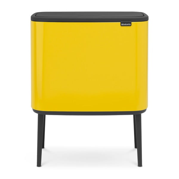 Coș de gunoi cu 3 compartimente Brabantia BO Touch Bin, 3 x 11 l, galben