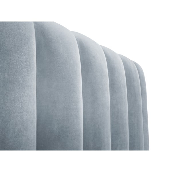 Pat dublu 200x200 cm albastru deschis tapițat cu spațiu de depozitare și somieră Kelp – Micadoni Home-image-4