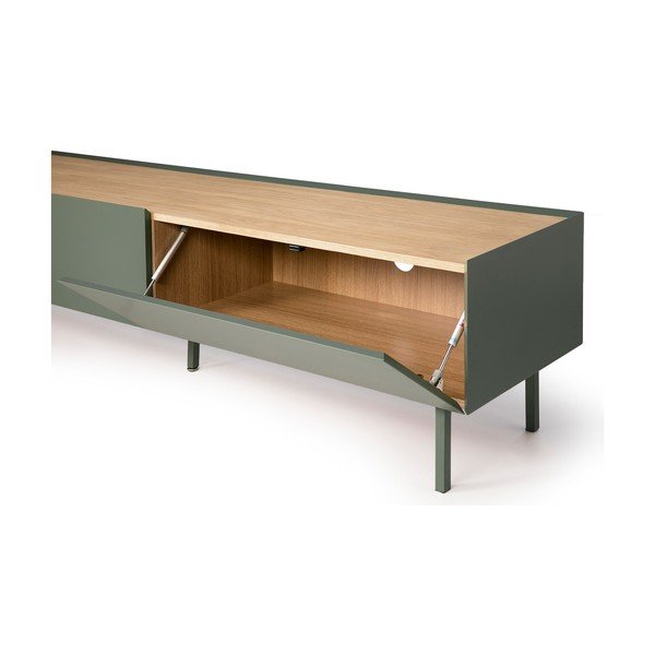 Masă TV verde/în culoare naturală cu aspect de lemn de stejar 180x45 cm Arista – Teulat-image-4