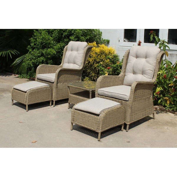 Set mobilier de grădină maro deschis din ratan artificial pentru 2 persoane Valencia – Garden Pleasure-image-1